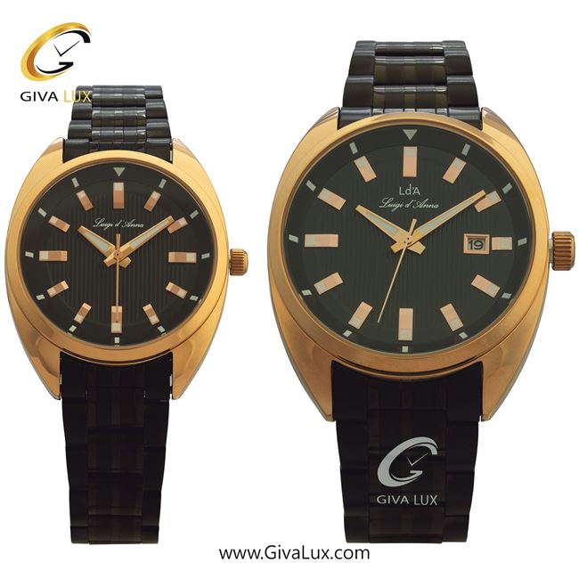 ساعت مچی اورجینال LdA ست رزگلد | مشکی | مشکی | کد رفرنس مردانه: 2401، زنانه: 2402