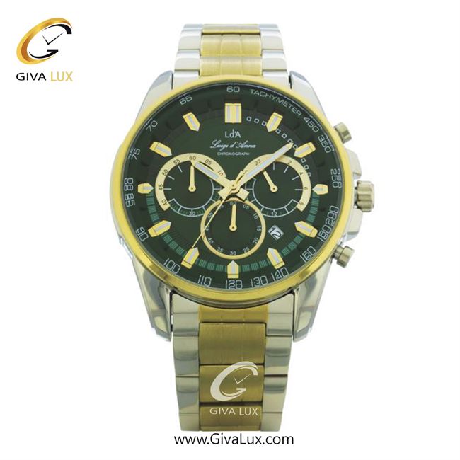 ساعت مچی اورجینال LdA مردانه سه موتوره کرنوگراف نقره ای-طلایی | نقره ای-طلایی | سبز | کد رفرنس 2413