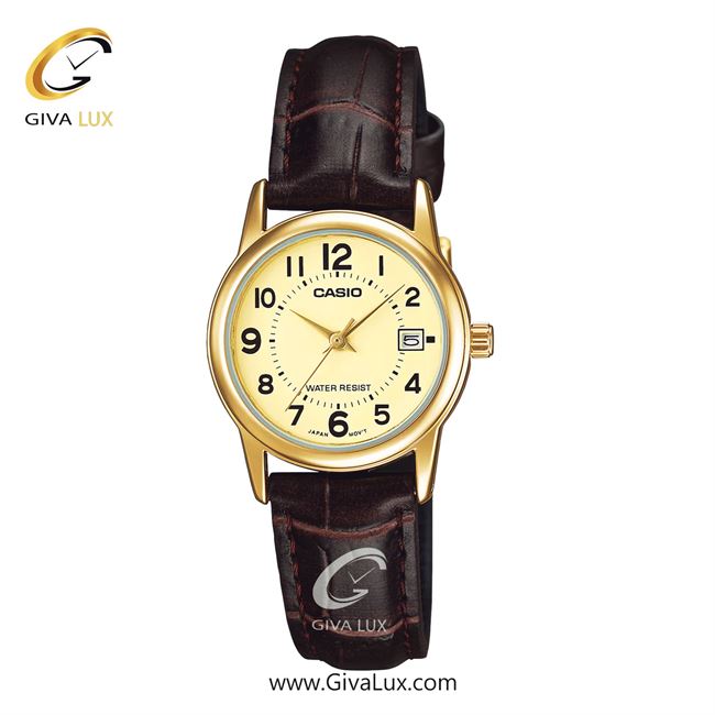 ساعت مچی اورجینال زنانه کاسیو Casio طلایی | قهوه ای| طلایی| کد رفرنس LTP-V002GL-9BUDF