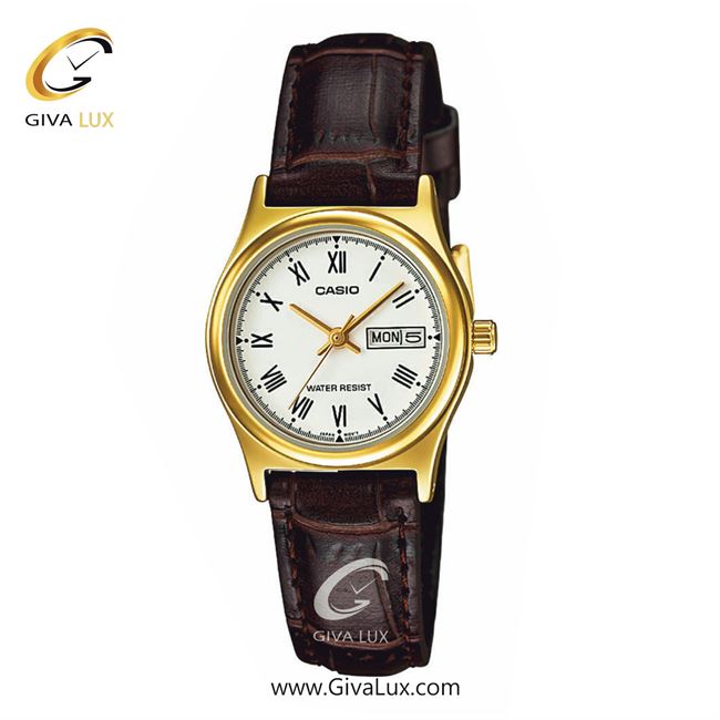 ساعت مچی اورجینال زنانه کاسیو Casio طلایی | قهوه ای| سفید| کد رفرنس LTP-V006GL-4BUDF