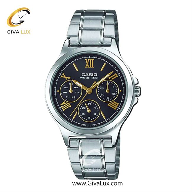 ساعت مچی اورجینال زنانه کاسیو Casio سه موتوره فول تایم نقره ای | نقره ای| مشکی| کد رفرنس LTP-V300D-1A2UDF