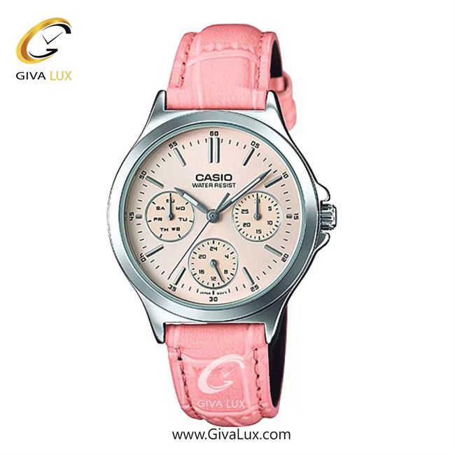 ساعت مچی اورجینال زنانه کاسیو Casio سه موتوره فول تایم نقره ای | صورتی| صورتی| کد رفرنس LTP-V300L-4A2UDF