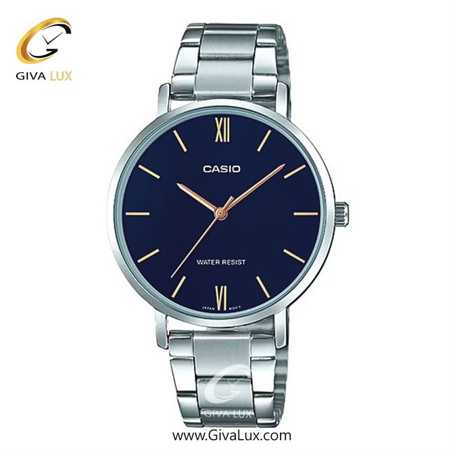 ساعت مچی اورجینال زنانه کاسیو Casio نقره ای | نقره ای| سرمه ای| کد رفرنس LTP-VT01D-2BUDF