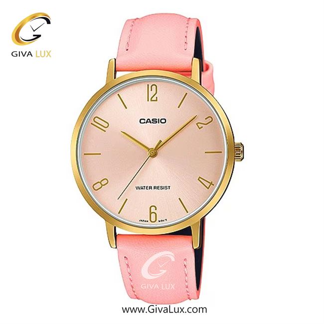 ساعت مچی اورجینال زنانه کاسیو Casio طلایی | صورتی| صورتی| کد رفرنس LTP-VT01GL-4BUDF