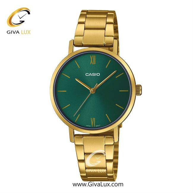 ساعت مچی اورجینال زنانه کاسیو Casio طلایی | طلایی| سبز| کد رفرنس LTP-VT02G-3AUDF