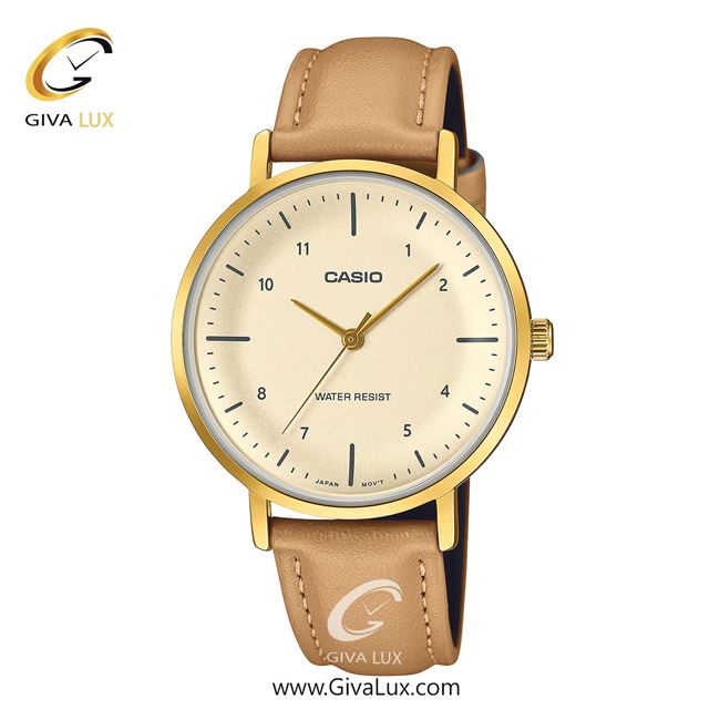 ساعت مچی اورجینال زنانه کاسیو Casio طلایی | عسلی| کرم| کد رفرنس LTP-VT03GL-4BDF