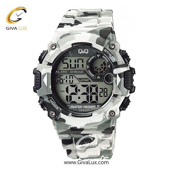 ساعت مچی اورجینال مردانه کیو اند کیو Q&Q چریکی-سفید-طوسی | چریکی-طوسی-سفید| مشکی| کد رفرنس M146J005Y