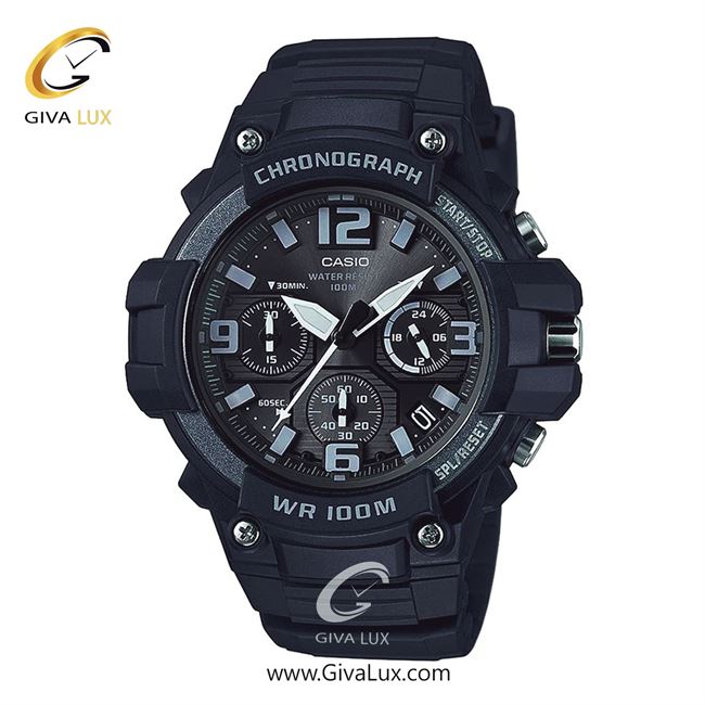 ساعت مچی اورجینال مردانه کاسیو Casio سه موتوره کرنوگراف مشکی | مشکی| مشکی| کد رفرنس MCW-100H-1A3VDF