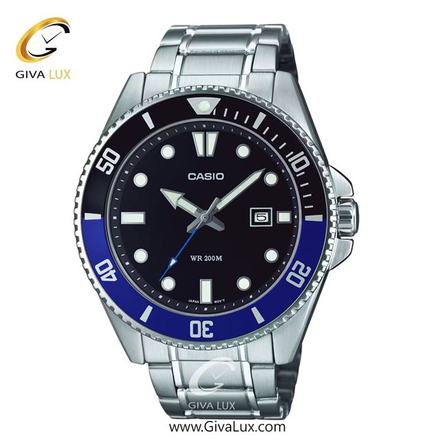 ساعت مچی اورجینال مردانه کاسیو Casio مشکی-نقره ای-آبی کاربنی | نقره ای| مشکی| کد رفرنس MDV-107D-1A2VDF