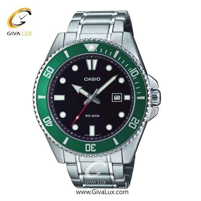 ساعت مچی اورجینال مردانه کاسیو Casio مشکی-نقره ای-سبز | نقره ای| مشکی| کد رفرنس MDV-107D-3AVDF