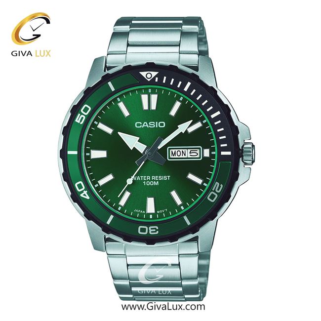 ساعت مچی اورجینال مردانه کاسیو Casio نقره ای-سبز | نقره ای| سبز| کد رفرنس MTD-125D-3AVDF