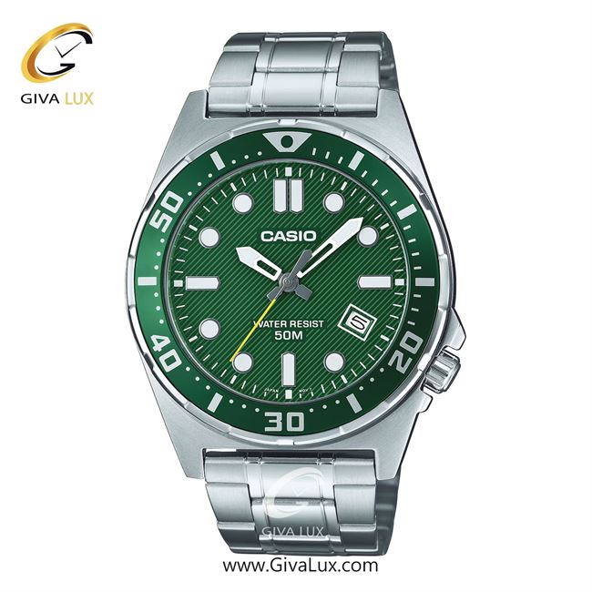 ساعت مچی اورجینال مردانه کاسیو CASIO  نقره ای-سبز | نقره ای| سبز| کد رفرنس MTD-135D-3AV
