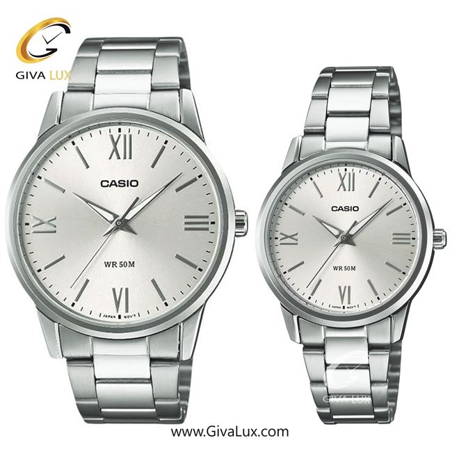 ساعت مچی اورجینال ست کاسیو Casio نقره ای | نقره ای| نقره ای| کد رفرنس مردانه: MTP-1303DD-7AVDF، زنانه:LTP-1303DD-7AVDF