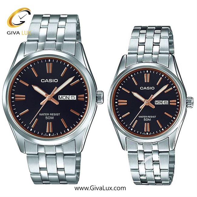 ساعت مچی اورجینال ست کاسیو Casio نقره ای | نقره ای| مشکی| کد رفرنس مردانه: MTP-1335D-1A2VDF، زنانه: LTP-1335D-1A2VDF
