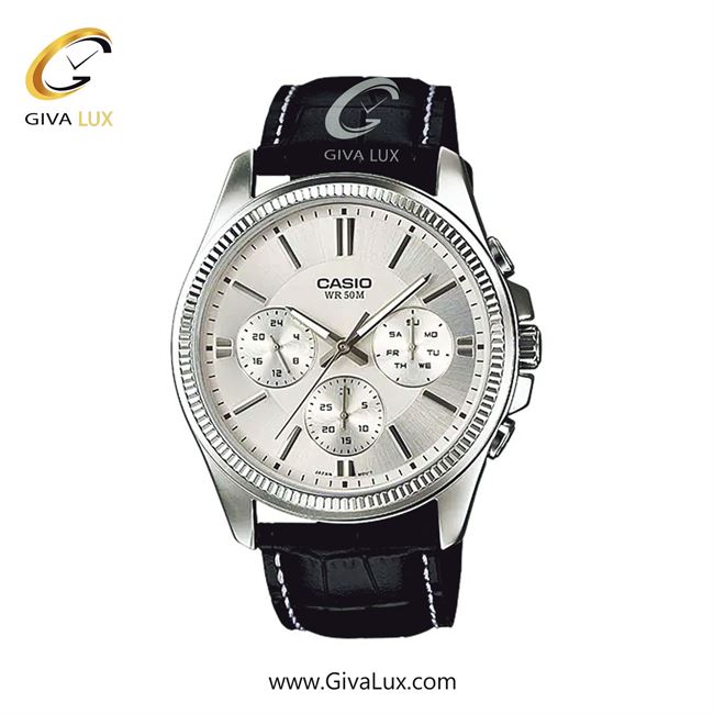 ساعت مچی اورجینال مردانه کاسیو Casio سه موتوره فول تایم نقره ای | مشکی| نقره ای| کد رفرنس MTP-1375L-7AVDF