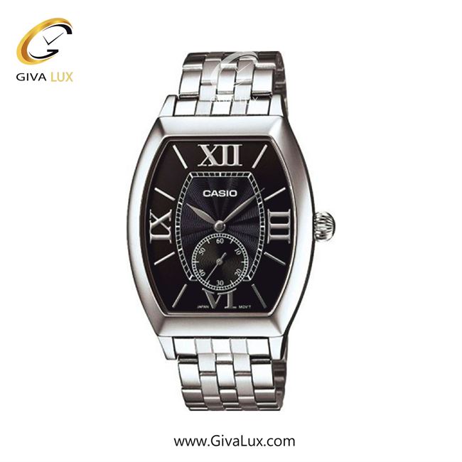 ساعت مچی اورجینال مردانه کاسیو Casio دو موتوره زیر ثانیه نقره ای | نقره ای| مشکی| کد رفرنس MTP-E114D-1ADF
