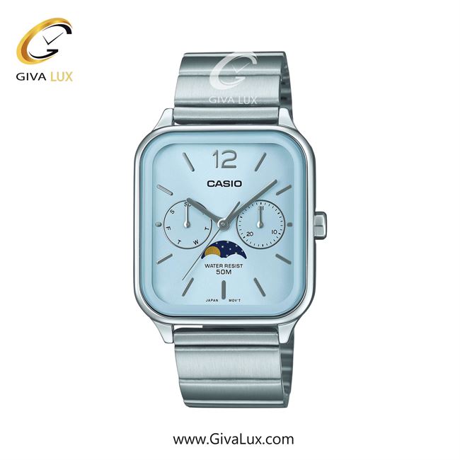 ساعت مچی اورجینال مردانه کاسیو Casio سه موتوره فول تایم نقره ای | نقره ای| آبی| کد رفرنس MTP-M305D-2AVDF