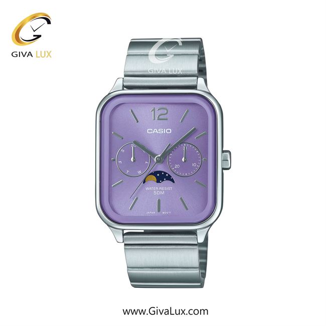 ساعت مچی اورجینال مردانه کاسیو Casio سه موتوره فول تایم نقره ای | نقره ای| بنفش| کد رفرنس MTP-M305D-6AVDF
