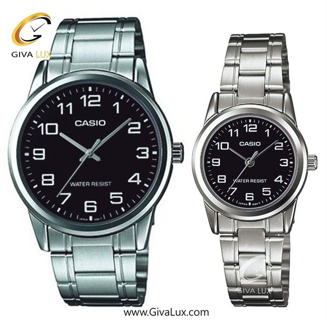 ساعت مچی اورجینال ست کاسیو Casio نقره ای | نقره ای| مشکی| کد رفرنس مردانه: MTP-V001D-1BUDF، زنانه: LTP-V001D-1BUDF