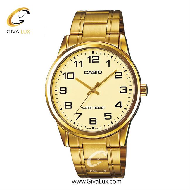 ساعت مچی اورجینال مردانه کاسیو Casio طلایی | طلایی| طلایی| کد رفرنس MTP-V001G-9BUDF