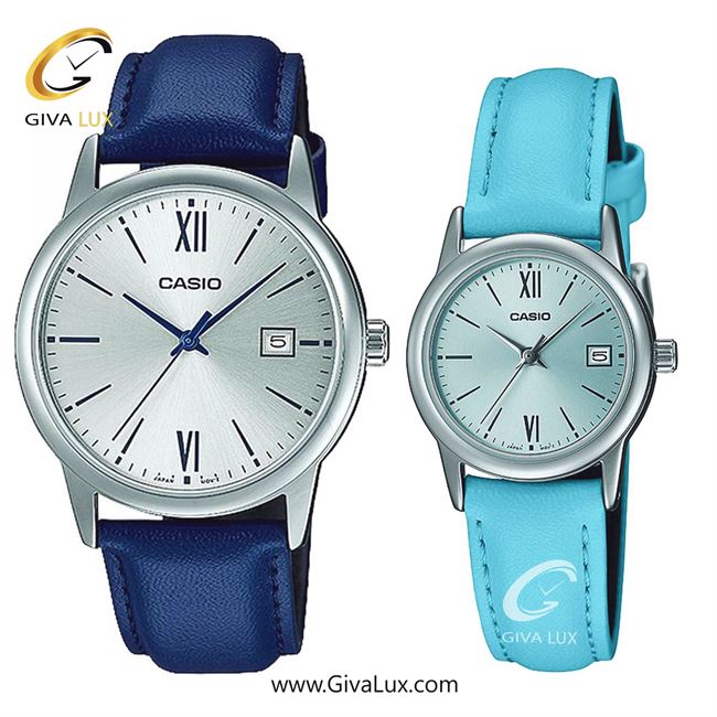 ساعت مچی اورجینال ست کاسیو Casio نقره ای | آبی| نقره ای| کد رفرنس مردانه: MTP-V002L-2B3UDF، زنانه: LTP-V002L-2B3UDF