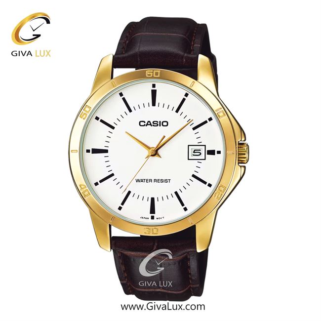 ساعت مچی اورجینال مردانه کاسیو Casio طلایی | قهوه ای| سفید| کد رفرنس MTP-V004GL-7AUDF