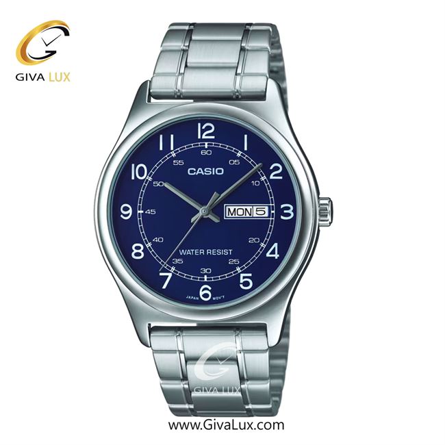 ساعت مچی اورجینال مردانه کاسیو Casio نقره ای | نقره ای| سرمه ای| کد رفرنس MTP-V006D-2B