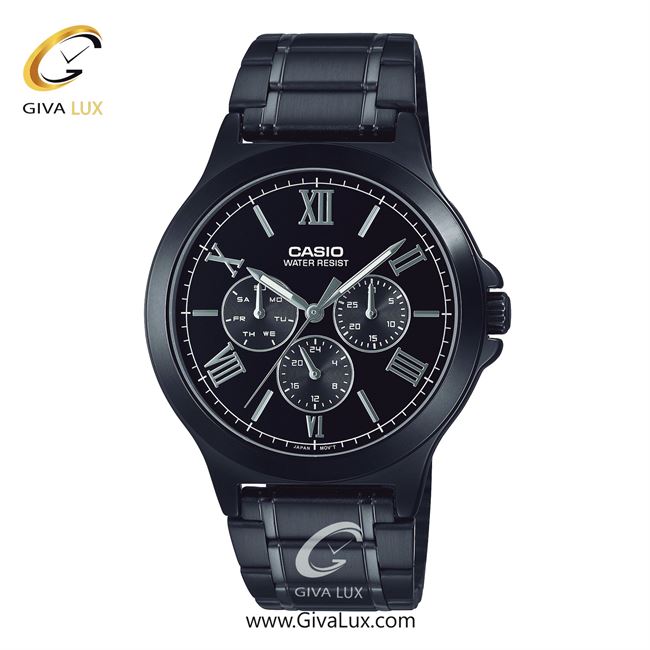 ساعت مچی اورجینال مردانه کاسیو Casio سه موتوره فول تایم مشکی | مشکی| مشکی| کد رفرنس MTP-V300B-1AUDF