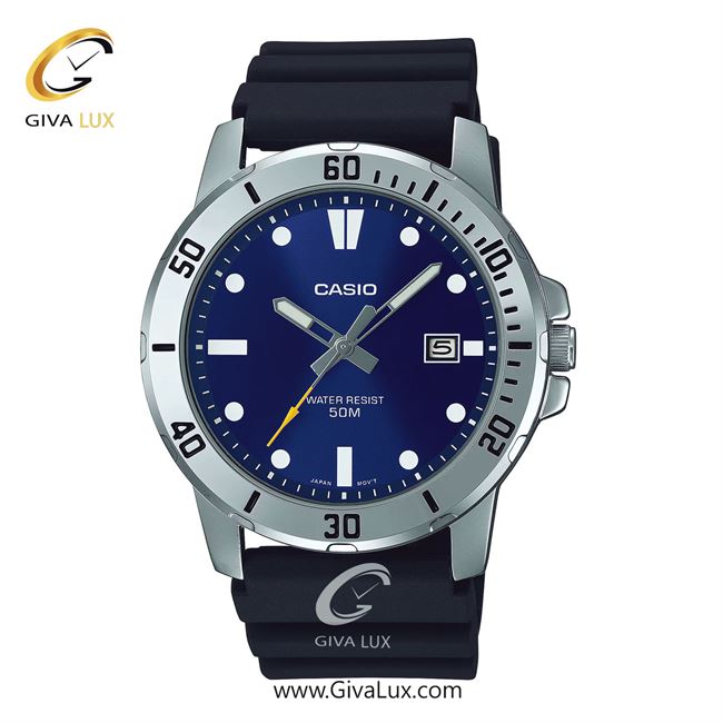 ساعت مچی اورجینال مردانه کاسیو Casio نقره ای | سرمه ای| آبی کاربنی| کد رفرنس MTP-VD01-2EVUDF