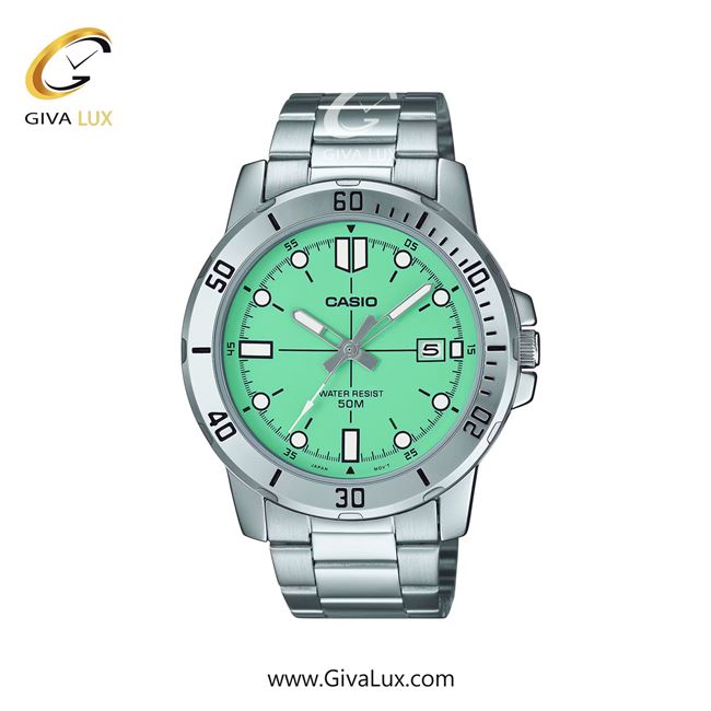 ساعت مچی اورجینال مردانه کاسیو Casio نقره ای | نقره ای| سبز| کد رفرنس MTP-VD01D-3E1VUDF