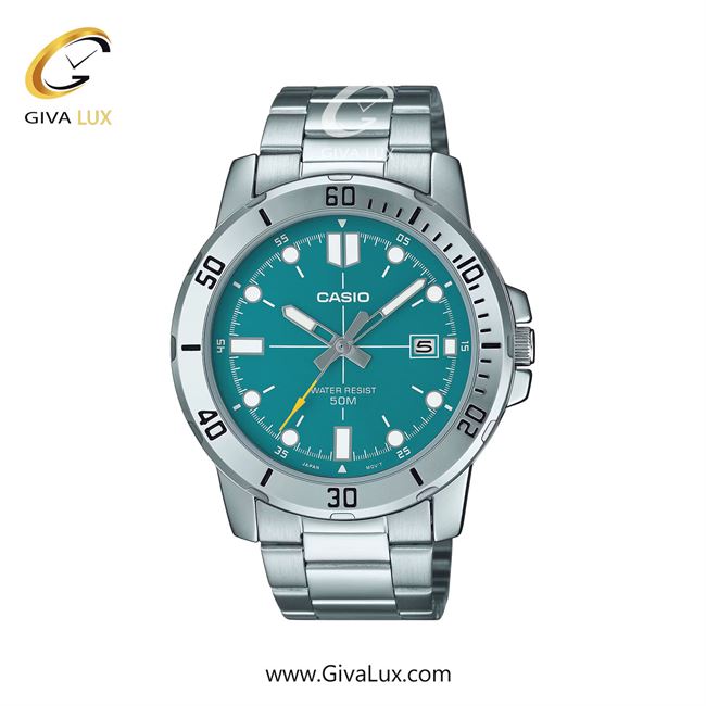ساعت مچی اورجینال مردانه کاسیو Casio نقره ای | نقره ای| آبی| کد رفرنس MTP-VD01D-3E2VUDF