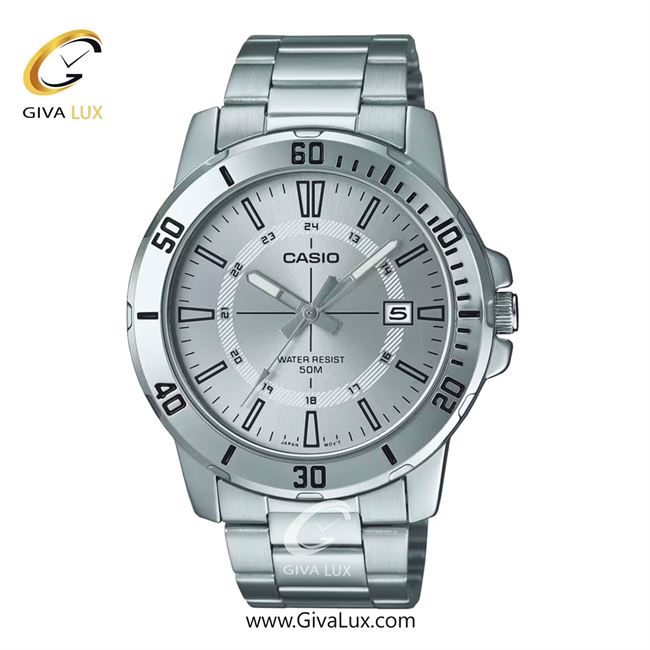ساعت مچی اورجینال مردانه کاسیو Casio نقره ای | نقره ای| نقره ای| کد رفرنس MTP-VD01D-7C