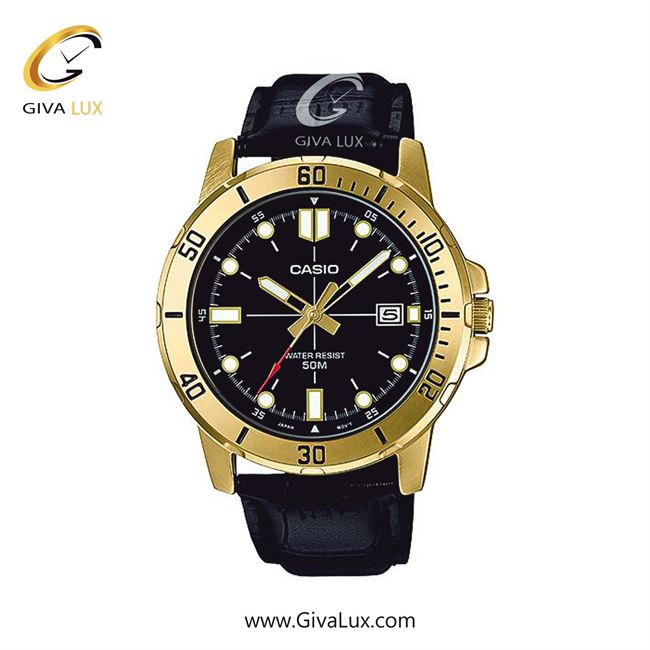 ساعت مچی اورجینال مردانه کاسیو Casio طلایی | مشکی| مشکی| کد رفرنس MTP-VD01GL-1E