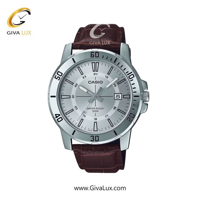 ساعت مچی اورجینال مردانه کاسیو Casio نقره ای | قهوه ای| نقره ای| کد رفرنس MTP-VD01L-7CVUDF