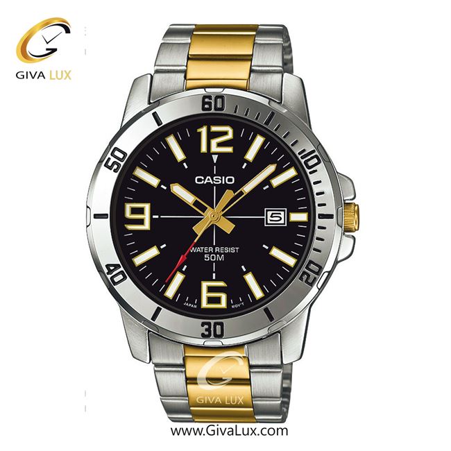 ساعت مچی اورجینال مردانه کاسیو Casio نقره ای | نقره ای-طلایی| مشکی| کد رفرنس MTP-VD01SG-1BVUDF