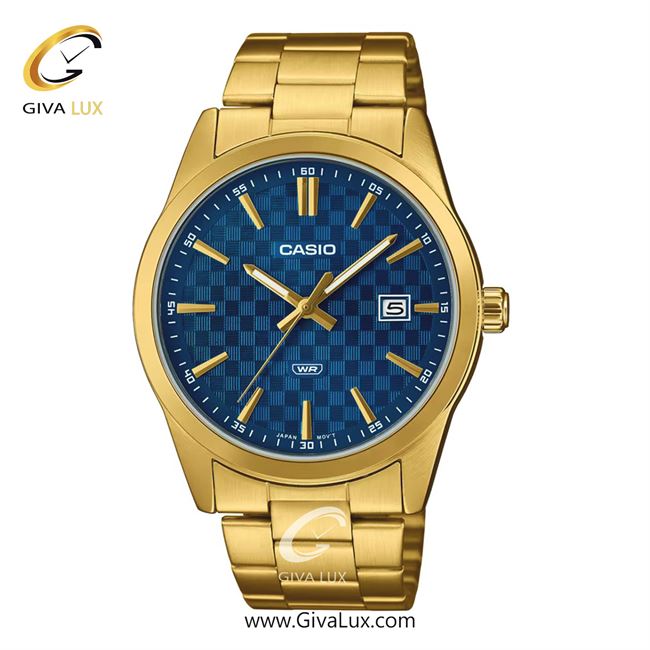 ساعت مچی اورجینال مردانه کاسیو Casio طلایی | طلایی| آبی| کد رفرنس MTP-VD03G-2AUDF
