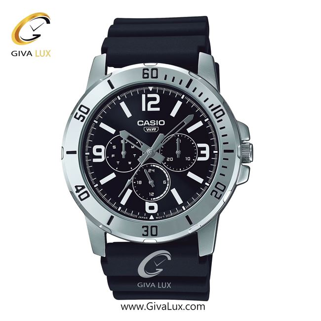 ساعت مچی اورجینال مردانه کاسیو Casio سه موتوره فول تایم نقره ای | مشکی| مشکی| کد رفرنس MTP-VD300-1BUDF