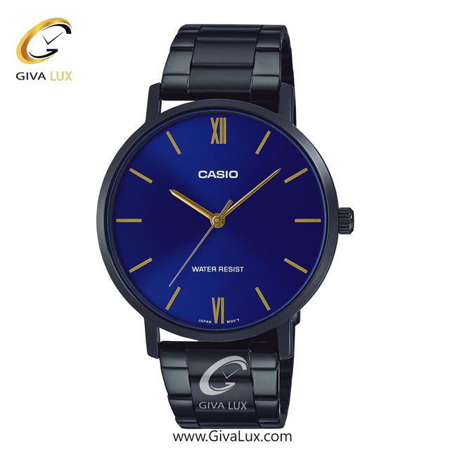 ساعت مچی اورجینال مردانه کاسیو Casio مشکی | مشکی| آبی کاربنی| کد رفرنس MTP-VT01B-2BUDF