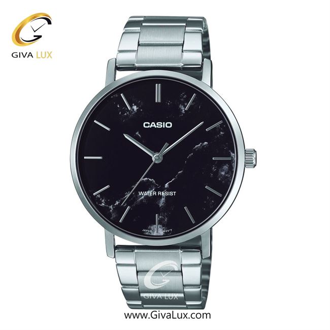 ساعت مچی اورجینال مردانه کاسیو Casio نقره ای | نقره ای| مشکی-گلدار/طرحدار| کد رفرنس MTP-VT01DM-1AUDF