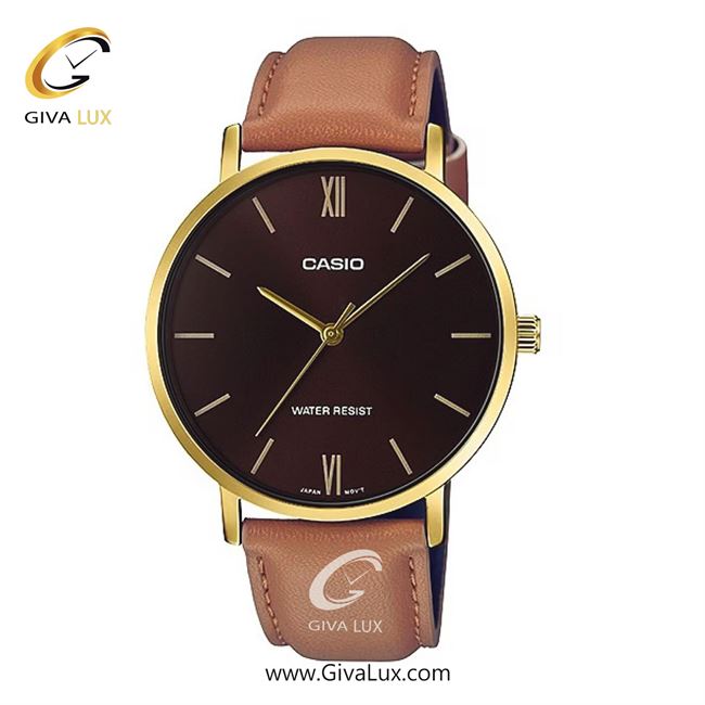 ساعت مچی اورجینال مردانه کاسیو Casio طلایی | قهوه ای| قهوه ای| کد رفرنس MTP-VT01GL-5BUDF