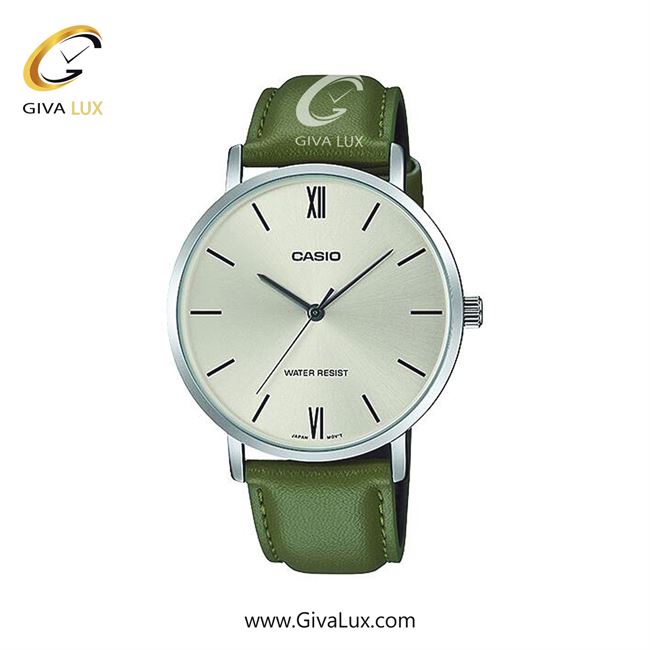 ساعت مچی اورجینال مردانه کاسیو Casio نقره ای | سبز| شیری| کد رفرنس MTP-VT01L-3BUDF