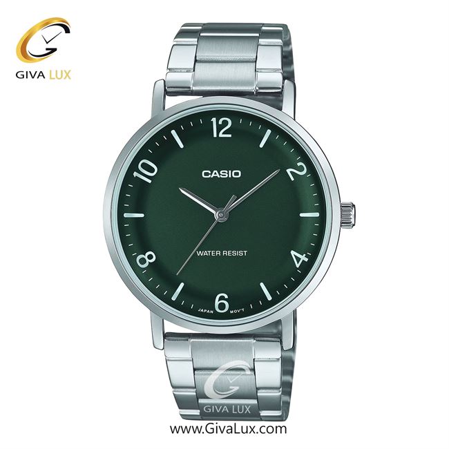 ساعت مچی اورجینال مردانه کاسیو Casio نقره ای | نقره ای| سبز| کد رفرنس MTP-VT03D-3BDF