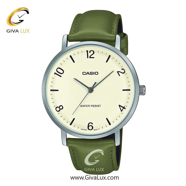 ساعت مچی اورجینال مردانه کاسیو Casio نقره ای | سبز| کرم| کد رفرنس MTP-VT03L-7BDF