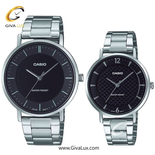 ساعت مچی اورجینال ست کاسیو Casio نقره ای | نقره ای| مشکی| کد رفرنس مردانه: MTP-VT04D-1EDF، زنانه:LTP-VT04D-1ADF