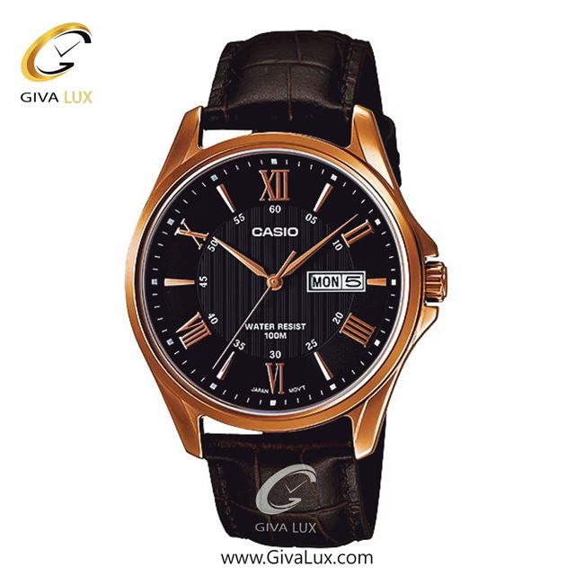 ساعت مچی اورجینال مردانه کاسیو Casio کافی | قهوه ای| مشکی| کد رفرنس MTP-1384L-1A