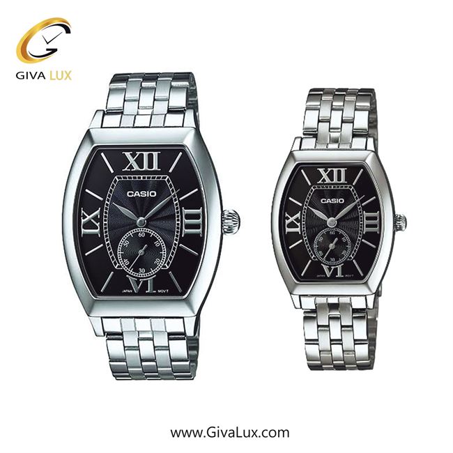 ساعت مچی اورجینال زنانه/مردانه کاسیو Casio دو موتوره زیر ثانیه نقره ای | نقره ای| مشکی| کد رفرنس مردانه:MTP-E114D-1ADF زنانه:LTP-E114D-1ADF