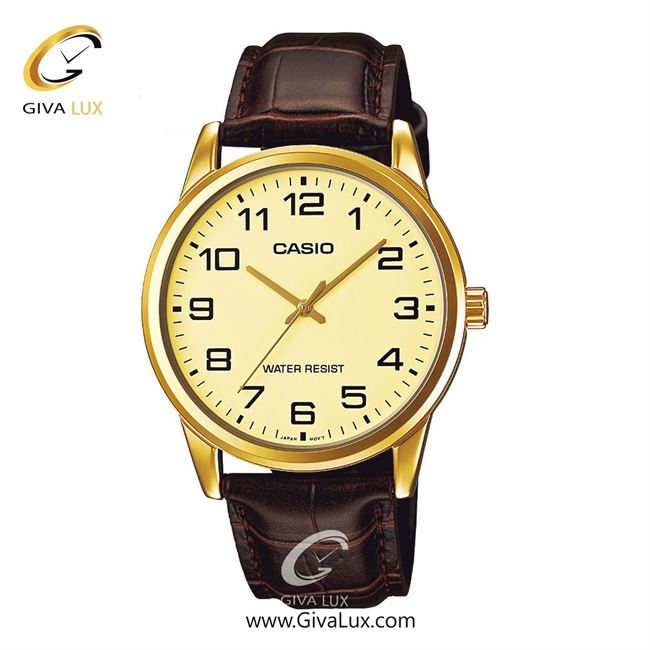 ساعت مچی اورجینال مردانه کاسیو Casio طلایی | قهوه ای| طلایی| کد رفرنس MTP-V001GL-9BUDF