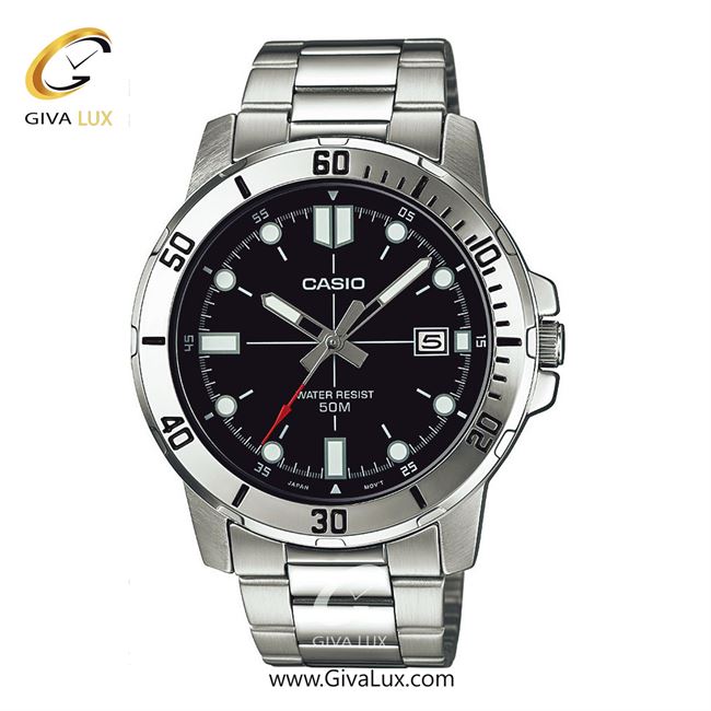 ساعت مچی اورجینال مردانه کاسیو Casio نقره ای | نقره ای| مشکی| کد رفرنس MTP-VD01D-1E