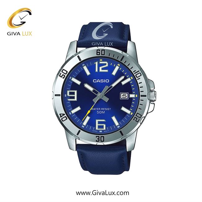ساعت مچی اورجینال مردانه کاسیو Casio نقره ای | سرمه ای| سرمه ای| کد رفرنس MTP-VD01L-2BVUDF 