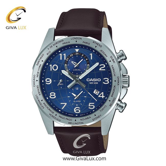 ساعت مچی اورجینال مردانه کاسیو Casio دو زمانه نقره ای | قهوه ای| آبی| کد رفرنس MTP-W500L-2AVDF